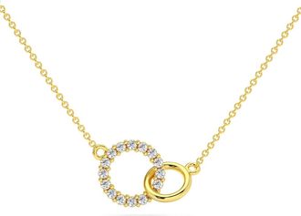 Pompeii3 1/3Ct Mini Duet Circle Diamond Necklace 14k Gold Pendant Lab Grown 18