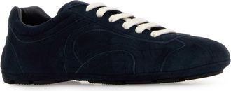 Prada Womens Dark Blue Suede Montecarlo Sneakers Bleu