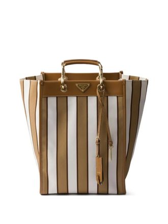Prada large printed tote bag - women - Leather/Canvas/Linen/Flax - OS - Neutrals