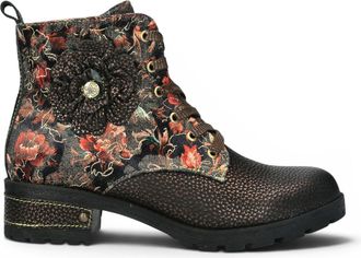 Laura Vita Womens Gothic Victorian Floral Bronze Leather Lace-up Boots - Cocrailo-47