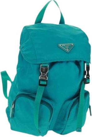Prada Pre-owned Backpacks, female, Blue, Size: ONE SIZE Pre-owned Nylon Backpack