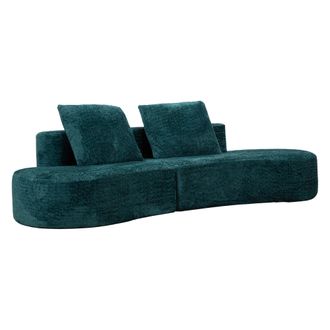 Dmora Sof&aacute; Fijo 2 Plazas Masule, Tela Boucl&eacute;, 2 Asientos, Reposabrazos, 40x43x115h Cm Azul Petr&oacute;leo