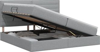vidaXL Cama Con Almacenamiento Y Colch&oacute;n Gris Claro 200 X 200 Cm Tela Vidaxl