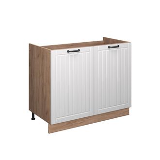 Vicco Mueble Bajo Para Fregadero Fame-line, Blanco Casa De Campo/roble Dorado, 100 Cm Sin Encimera, Vicco