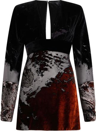 Roberto Cavalli Mini-jurk met print en lange mouwen - Zwart