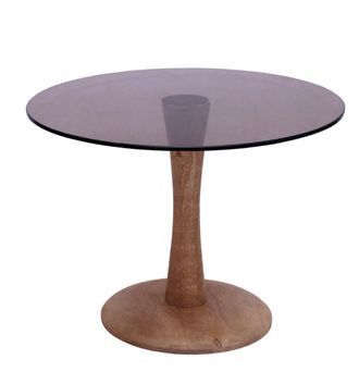 Moloo Mesa de centro D60 cm en cristal ahumado y madera