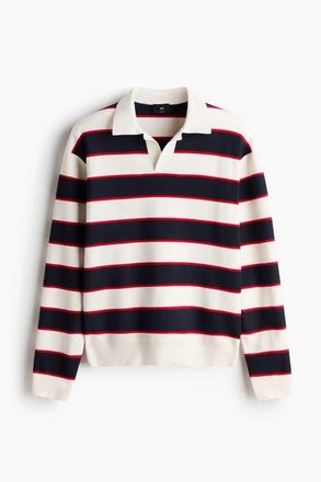 H&M Relaxed Fit Polo Shirt in Navy Blue/striped at Nordstrom, Size Xx-Large