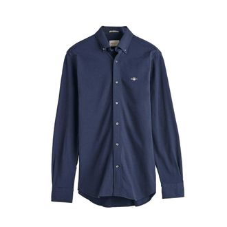 GANT Heren Piqu&eacute; Jersey Regular Overhemd (Marine)
