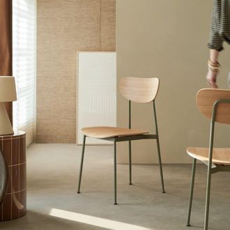 Tikamoon Silla de fresno y metal verde