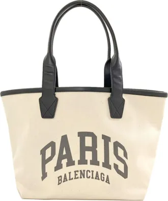 Balenciaga Black White Canvas Tote Bag (Pre-Owned)