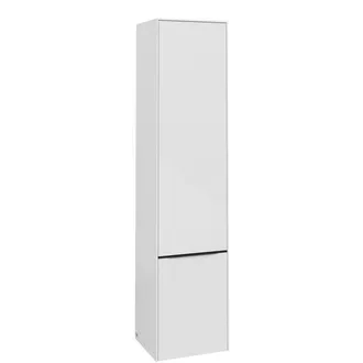 Villeroy & Boch Subway 3.0 badkamerkast - 40x35x170cm - met 2 rechtsdraaiende - softclose deuren - opbouw - met Volcano Black greep - spaanplaat - Brilliant White (wi