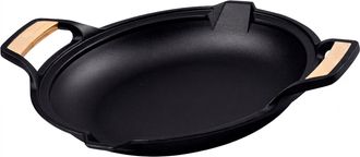 Victoria Victoria 33521 Paellera Sart&eacute;n Hierro Fundido Curado Inducci&oacute;n 33cm Apta Fuego, Barbacoa, Horno Cast Iron Negro