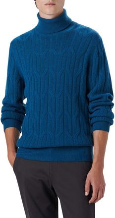 Bugatchi Cable Knit Turtleneck Sweater in Cobalt at Nordstrom Rack, Size Xx-Large