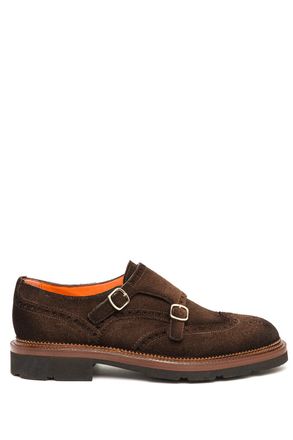 Santoni Double-Buckle Suede Shoes