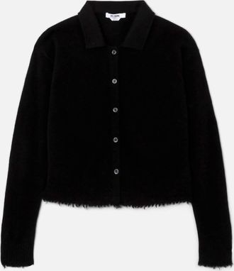 Re/Done Womens Loose Polo Cardigan In Black