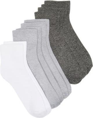 Nordstrom Rack 5-Pack Pillow Sole Quarter Socks in Grey Heather -White at Nordstrom Rack, Size 9/11