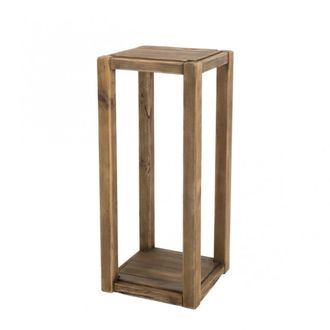 Macabane Mesita alta marr&oacute;n de madera de pino reciclada de 37,5x37,5x88,5 cm
