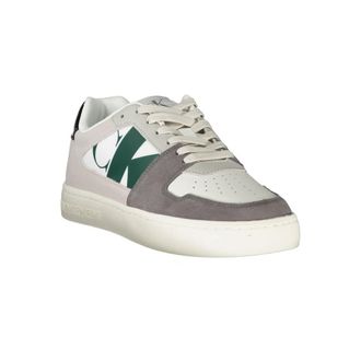 Calvin Klein Mixed-Material Colorblock Sneakers - White