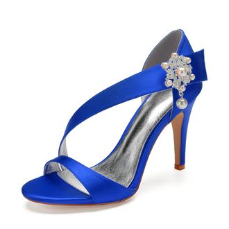 Generic Wedding High Stiletto Heels Heeled Womens Sandals Bridal Sexy Open Toe Heels Daily Party Dress 10.5Cm,Blue,7 UK