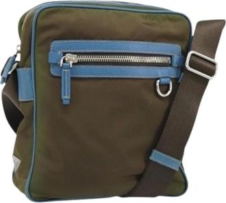 Prada Pre-owned Cross Body Bags, female, Green, Size: ONE SIZE Pre-owned Vintage Nylon Shoulder Bag