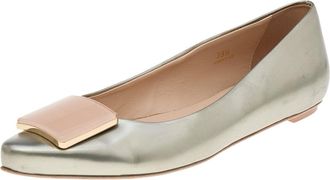 Tod's Tods Silver/pink Patent Leather Buckle Detail Flats