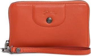 Longchamp Le Pilage Cuir Zip Wristlet Wallet in Rust at Nordstrom Rack