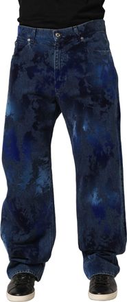 Dolce & Gabbana Blue Tie Dye Cotton Men Straight Denim Jeans Elastane Clothing