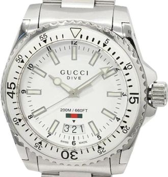 Gucci Pre-owned Duikhorloge van roestvrij staal - Heren - Vintage Horloges - Wit - ONE Size - Vintage