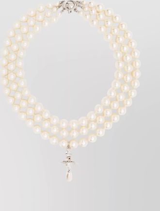 Vivienne Westwood crystal pearl triple strand necklace