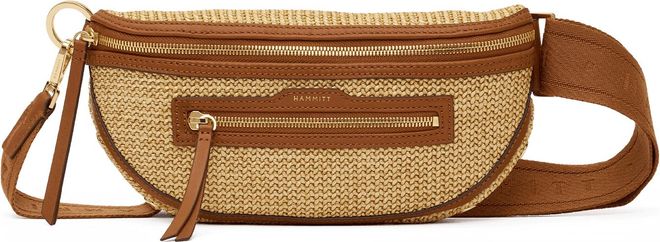 Hammitt Charles Crossbody Cocoa Raffia Gold Med
