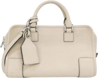 Loewe Pre-owned Amazona Handtas - Dames - Pre-owned - Beige - Maat: ONE Size Leer