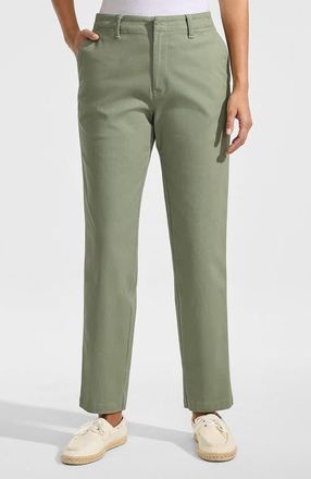 Lands End Mid Rise Classic Straight Leg Chino Ankle Pants in Sage at Nordstrom, Size 12