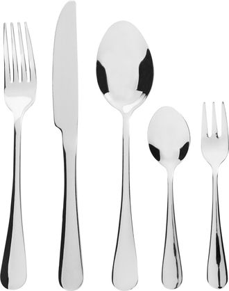 Beliani Cuberter&iacute;a Moderna Conjunto 30 Cubiertos Para 6 Personas Cuchillo Tenedor Cuchara Cucharilla Tenedor Para Postre Acero Inoxidable Plateado Fusilli