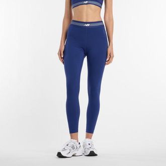New Balance Donna AC Legging 25 in Blu, Maglia di Poliestere, Taglia XL