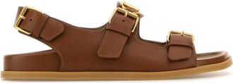 Valentino Garavani Biscuit Leren Sandalen - Dames - Sandalen - Bruin - 38 1/2 EU - Leer - Schoenen
