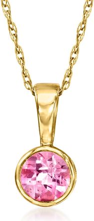RS Pure by Ross-Simons Pink Topaz Pendant Necklace in 14kt Yellow Gold