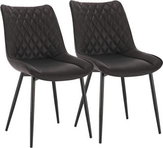 Woltu 2x Sillas De Comedor Nordicas Estilo Vintage Juego De 2 Sillas De Cocina Sillas Tapizadas En Cuero Sintetico Aspecto De Cuero Antiguo Estructura De Me