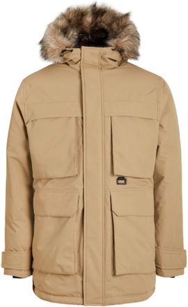 Jack & Jones Winddichte Parka Jas met Bont Capuchon - Heren - Parka Jassen - Bruin - S - Jassen