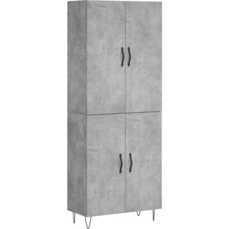 vidaXL Highboard Concrete Grey 69.5x34x180 cm Engineered Wood Vidaxl