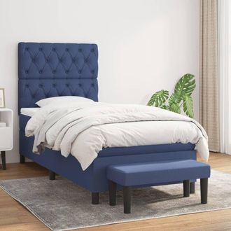 vidaXL Vidaxl - Cama Box Spring Con Colch&oacute;n Tela Azul 80x200 Cm
