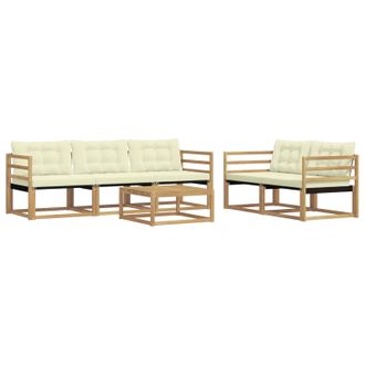 vidaXL Conjunto De Sof&aacute;s De Exterior 6 Pcs Blanco Y Crema Vidaxl