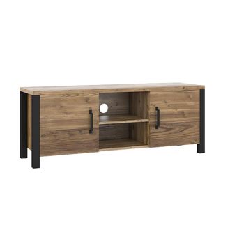 Petits Meubles Mueble TV 2 puertas 147 cm estratificado marr&oacute;n negro