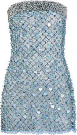 Roberta Einer Embellished Lace Mini Dress - Blue - M (UK12 / M)