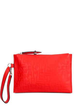 Longchamp leather wristlet clutch bag - Red