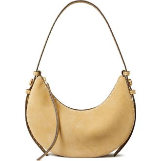 Tory Burch Romy Suede Half Moon Shoulder Bag in Butter at Nordstrom