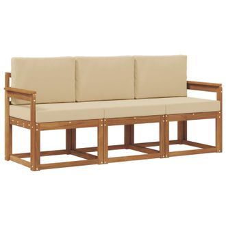 vidaXL Conjunto De Sof&aacute;s De Exterior Con Coj&iacute;n 3 Pcs Natural Y Beige Vidaxl