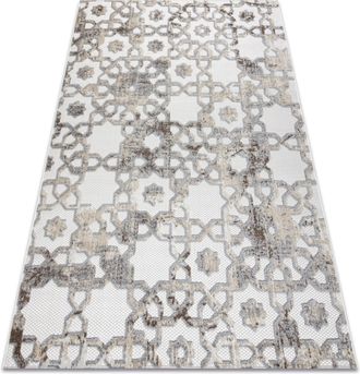 RugsX Tappeto Structural Sole D3882 Ornamento - Tessuto Piatto Beige / Grigio Beige 80x250 Cm