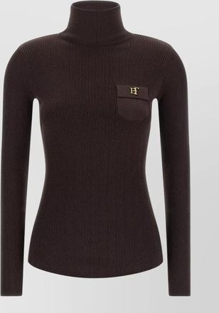Elisabetta Franchi silk-blend ribbed turtleneck sweater