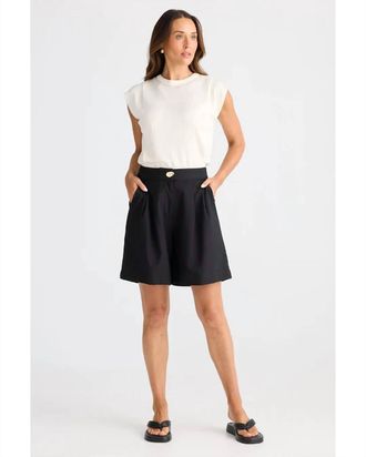 Brave & True Origami Pleated Short In Black