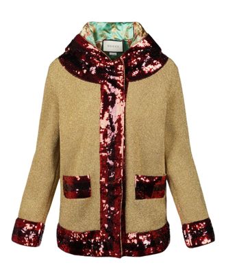 Gucci Womens Sequin Lurex Jacket - Gold - Size Large